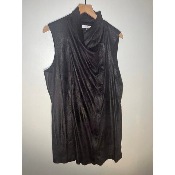 Calvin klein assymetrical zip faux suede womens plus size dress 0x - Picture 1 of 6